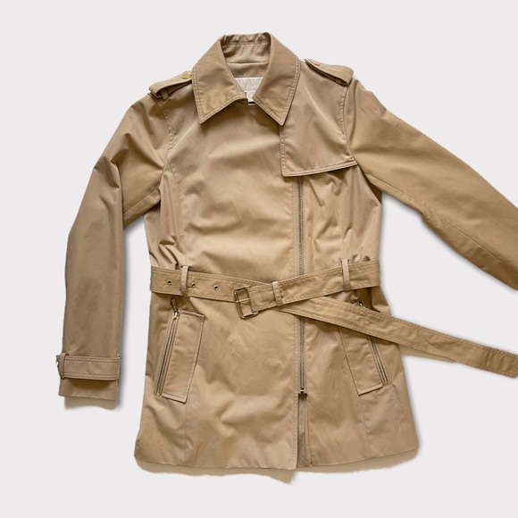 Michael Kors Belted Front Zip Trench Coat Jacket Small - Picture 7 of 12